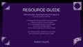 Resource guide for remote jobs, housing, and grant programs on a purple background with floral decorations.