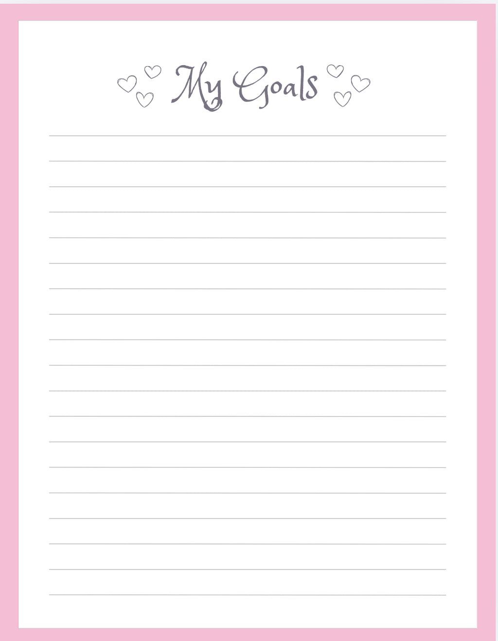 My Goals worksheet to write your goals