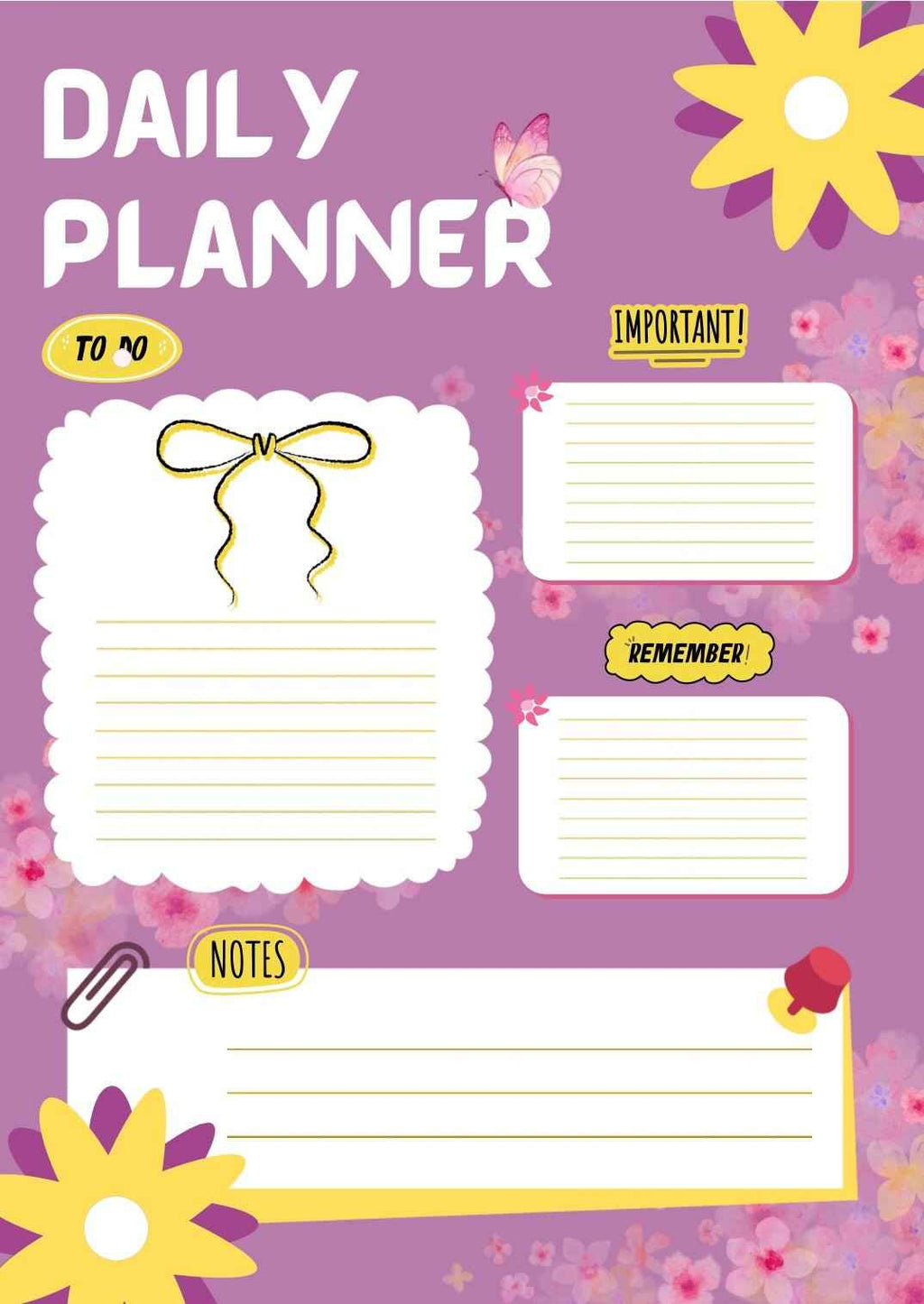 Daily planner with colorful design on a purple background
